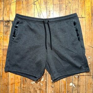 Russell Athletic Shorts Men's 2XL Heather Charcoal Logo Flat Front Drawstring